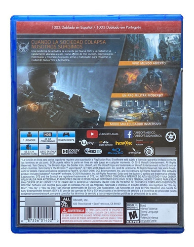 Tom Clancy's The Division - Versión En Español - Ps4 Físico