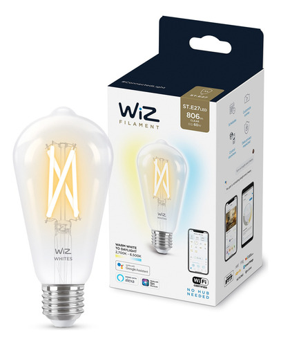 Ampolleta Inteligente Wifi Bluetooth Filamento Clear Edison Color de la luz Luz blanca Cálida a Fria
