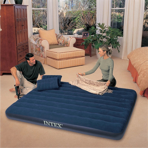 Imagen 5 de 8 de Colchón Inflable Intex Grande + Inflador+ 2 Almohadas Cuotas