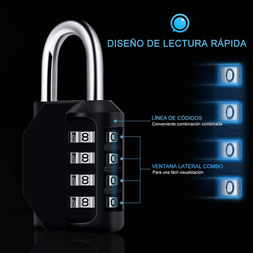 - 2pcs Candado De Combinación De 4 Dígitos, Candado Por