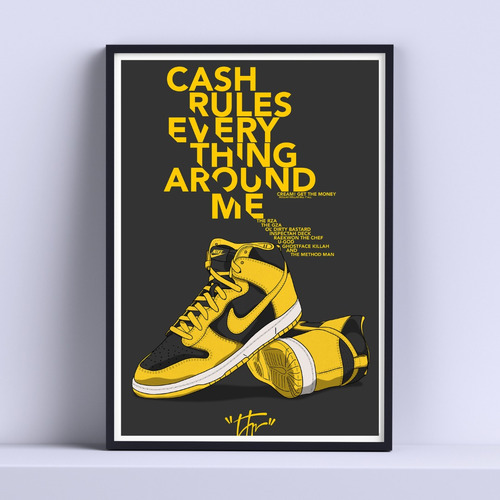 Cuadro Cash Rules Everything Around Me 30x40cm List P Colgar