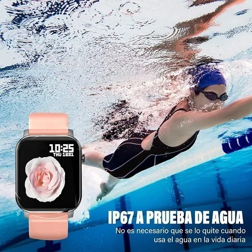 Imagen 2 de 7 de Reloj Inteligente P22 Deportivo (rosa + Negro)
