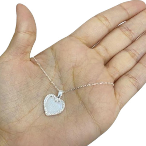 Cadena Dije Plata 925 Corazón Espejo Regalo Mujer 