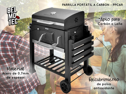 Parrilla Portátil Ruedas Balcon Carbón Leña Mesa Rebatible