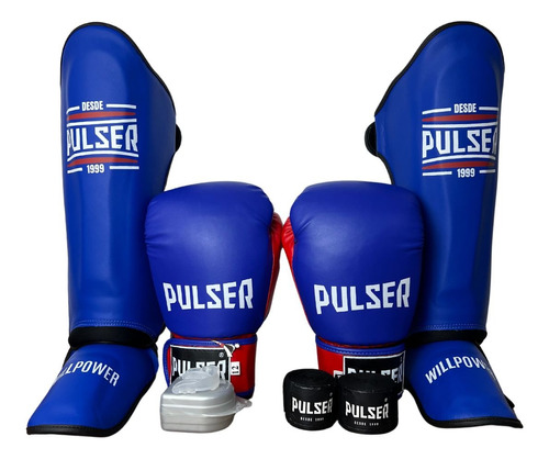 Kit Muay Thai Luva 12 Caneleira M Band Bucal Thunder Pulser