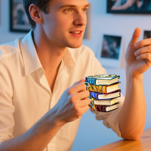 Taza Con Forma De Libro Pintado,taz A De Café Con Li Bros