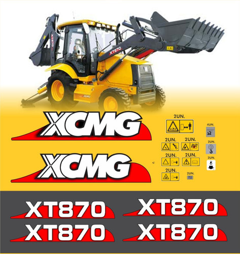 Kit Adesivo Compatível Retroescavadeira Xcmg Xt870+ Etiqueta