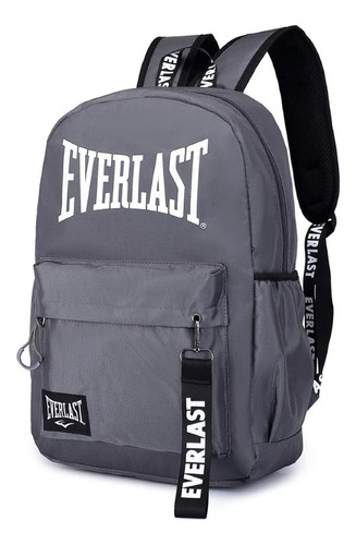 Mochila Everlast Deportiva Urbana Bolsillo Antirobo Diaria Color Gris Diseño de la tela Liso