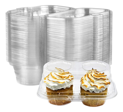 50 Recipientes Transparentes Para Cupcakes, 2 Compartimentos