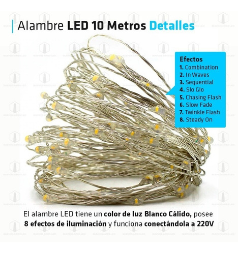 Alambre Luces Led 10 Metros Colores 220v Navidad Premium