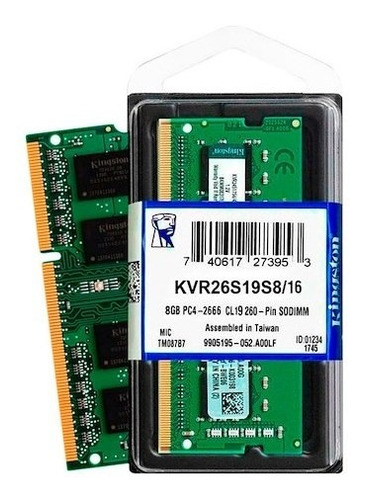 Memoria Kingston Kvr26s19s8/16 16gb Ddr4 Sodimm 2666 Mt/s