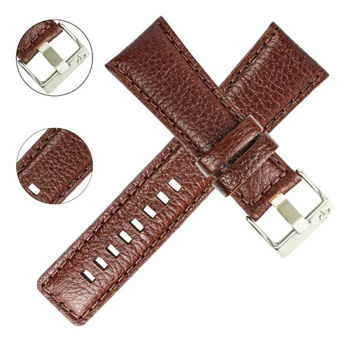 Pulseira 24mm Couro Legítimo Compatível Com Relógio Invicta Cor Pinhão