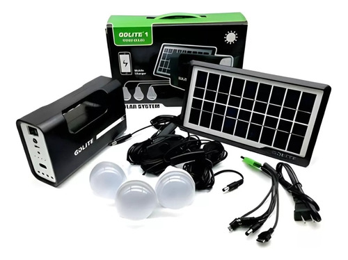 Kit Panel Solar Camping 3 Bombillas Usb Radio Mp3 Linterna