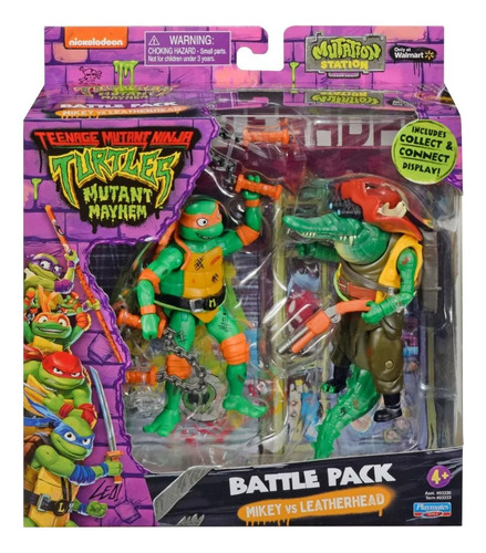 Tortugas Ninja Battle Pack Miguel Angel Vs Leatherhead 83330