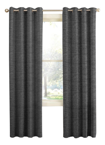 Cortina Blackout 100%, Son 2 Paños De 140x220cm Textura Lino