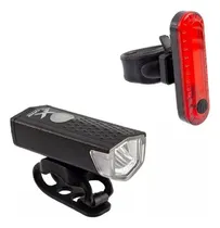 Comprar Combo Luz Delantera Led + Luz Trasera Led Para Bicicleta Color Negro
