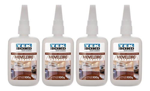 Imagem 1 de 2 de Cola Instantânea Moveleiro Tekbond 793 100g 4 Unidades