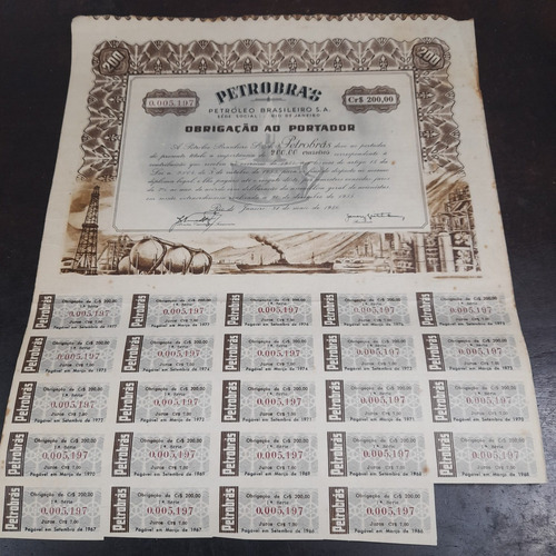 Imagem 1 de 7 de Obrigação Ao Portador Petrobras Crs200 1956