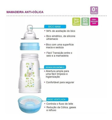 Imagem 3 de 6 de Mamadeira Mam Easy Start Anticolica Neutra 130ml 0 Meses