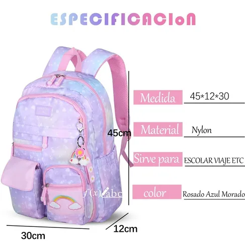 Mochilas para niños, mochila para niñas, mochilas de escuela primaria,  bolsas de libros para adolescentes, adecuada para niños de 7 a 15 años  (morado)