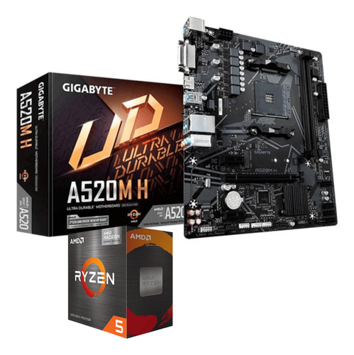 Kit Placa Mãe Gigabyte A520m-h Amd Ryzen 5 5600g Vega 7