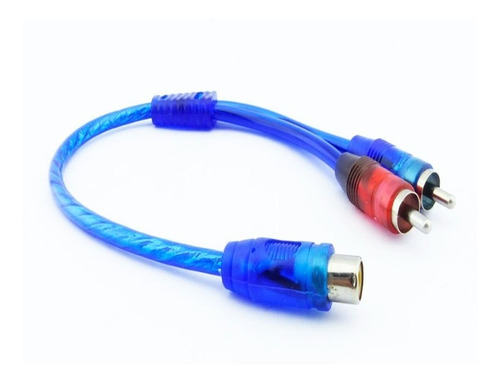 Cable Adaptador De Audio De 2 Rca Macho X 1 Rca Hembra Azul
