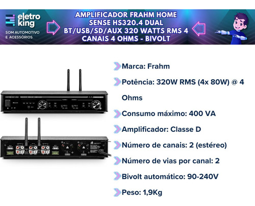 Kit Som Ambiente Home Sense 320.4 + 12 Som Arandela Quadrada