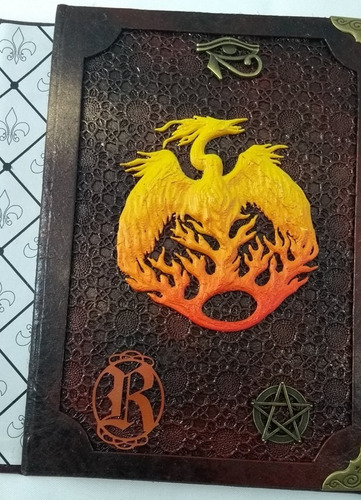 Imagem 7 de 8 de Grimório Ave Phoenix Artesanal Capa Relevo