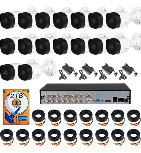 Kit Video Vigilancia 16 Camaras 1080p Dahua 2tb