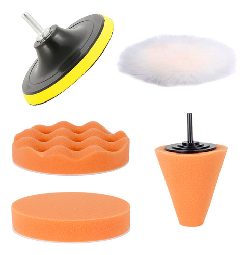 Kit Polimento Boinas De Espuma E Cone 5pçs - 5 Polegadas