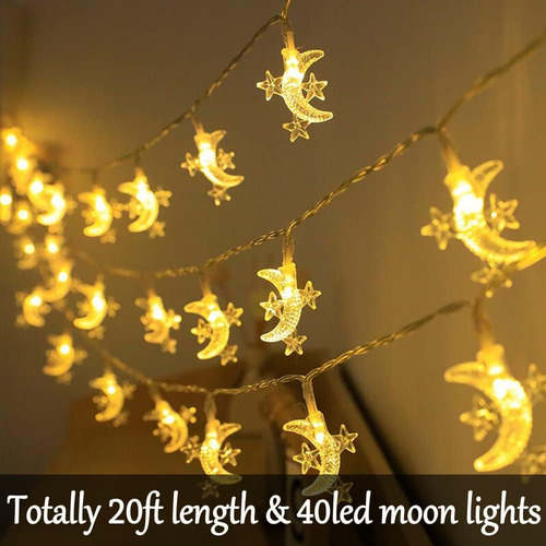 Fielegen 40 Luces De Cuerda De Luna Led Operadas Con La Bate