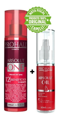 Kit Prohall Finalizadores Óleo Reparador Argan + Leave-in 