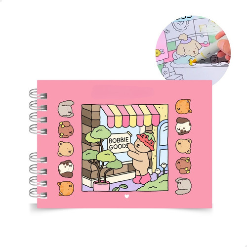 Livrinho De Colorir Bobbie Goods 50 Páginas Bob Gods Capa Dura Rosa Livro De Pintar Caderno De Colorir