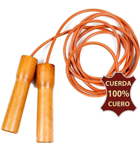 Cuerda De Saltar 100% Cuero C/ Ruleman Boxeo Fitness El Rey