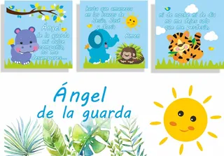 Cuadros Decorativos Elefantes Y Ángel De La Guarda Bebes