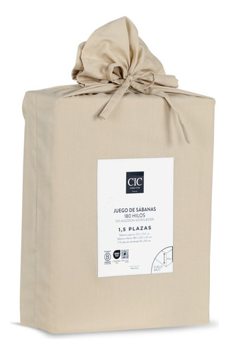 Set Sabanas Lisas 180 Hilos Taupe 1 Plaza Y 1.5 Plazas CIC