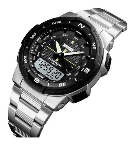 Reloj Deportivo Skmei Acero-inox Plata Cronografo Wr 50