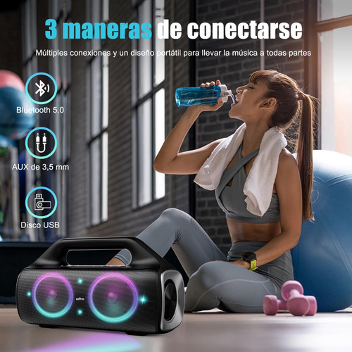 Parlante Ewtto ETP406B Portátil con Bluetooth Waterproof Color Negro 110V/220V