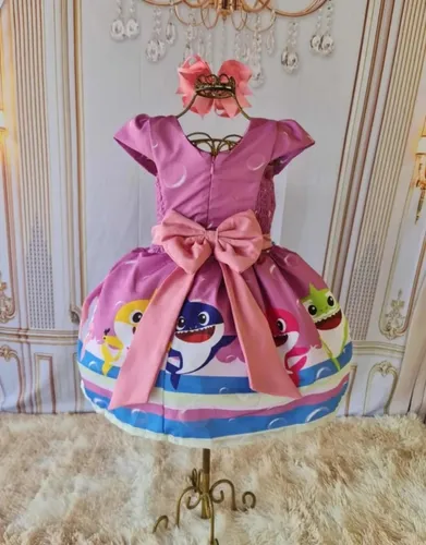 Vestido Baby Shark Peixinhos Parcelamento sem juros