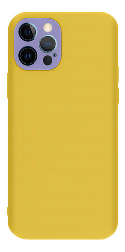 Capinha Compatível Com iPhone 12 Pro Em Silicone Flexível Cor Amarelo