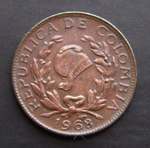 Moneda Colombia 1 Centavo 1968  Very Nice Grade