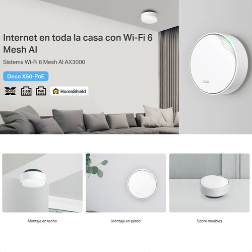 Sistema Wifi 6 Mesh Ai Ax3000, Tp-link Deco X50-poe (2-pack)