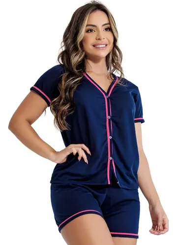 Pijama Feminino Americano Botões Para Amamentação Baby Doll
