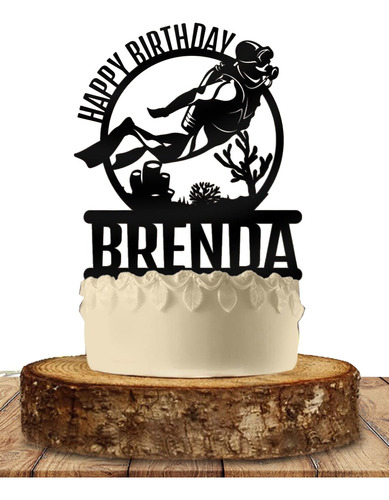 Cake Topper Adorno Torta - Buceo Buceador Personalizado