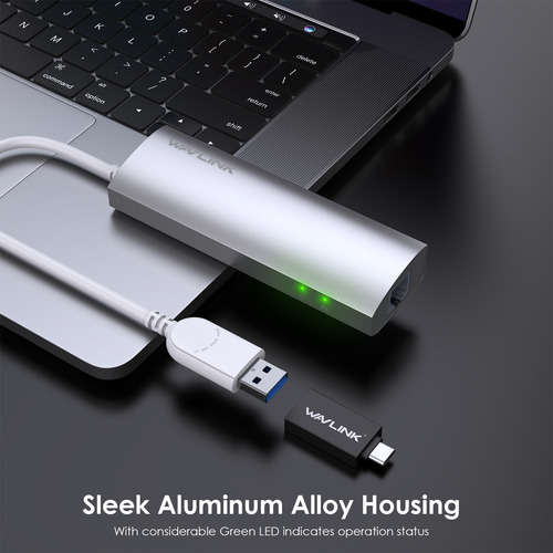 Hub Wavlink Usb 3.0 De 3 Puertos Con Adaptador Gigabit Ether