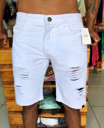 bermuda jeans branca masculina mercado livre