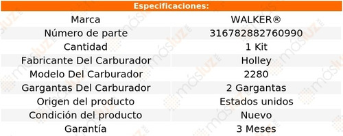 Set Reparar Carburador Aspen 6 Cil 3.7l 1977/1979 Walker