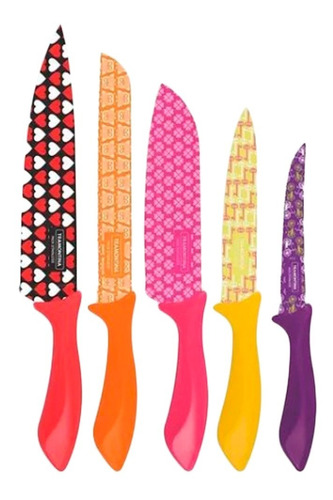 Juego Cuchillos 5 Piezas Tramontina Colorcut Cocina Legumbre