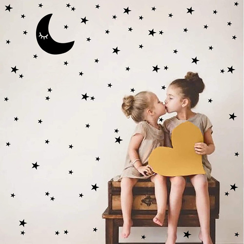 Imagen 3 de 4 de Luna Estrellas 124 Figuras Adhesivas Diseño Infantil Niños