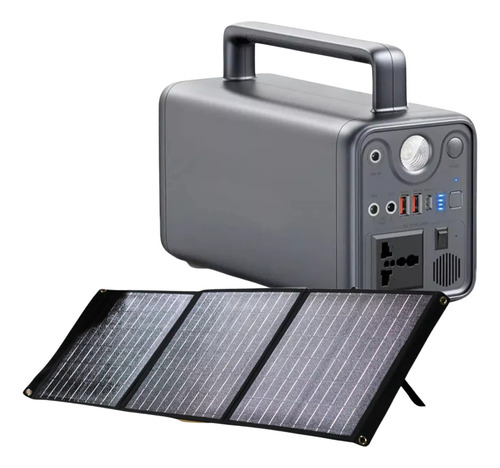 Powerbank Estación Carga Portátil 72000mah + Panel Solar 60w Color Gris